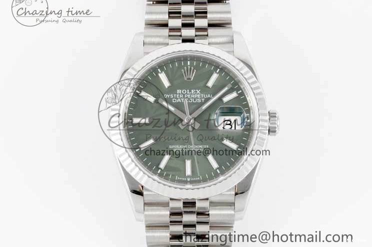 MiroTime 1227 Youthful DateJust 36 SS 116234 VSF 1:1 Best Edition 904L Steel Green Leaf Dial on Jubilee Bracelet VS 2056